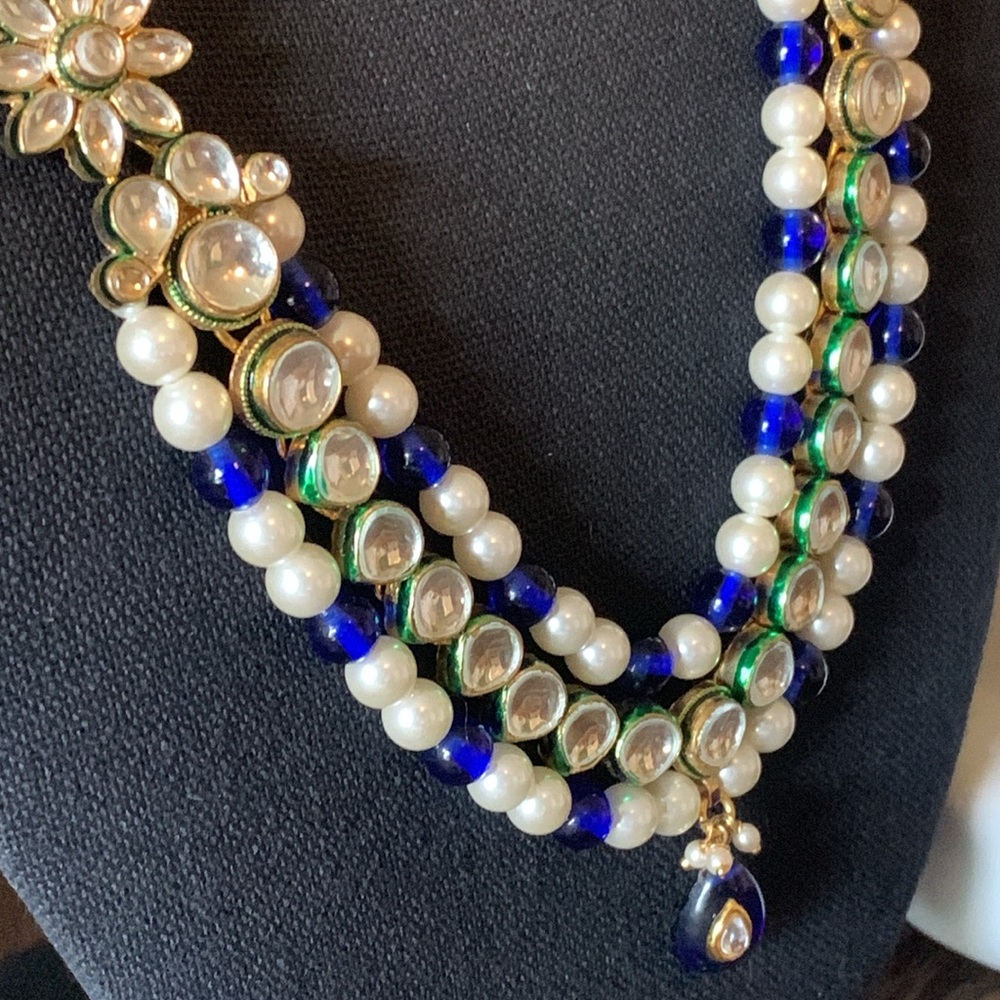 Vintage Belt - Blue White Daisy Flower beaded Retro 1970’s Vine Slide - Picture 2 of 14